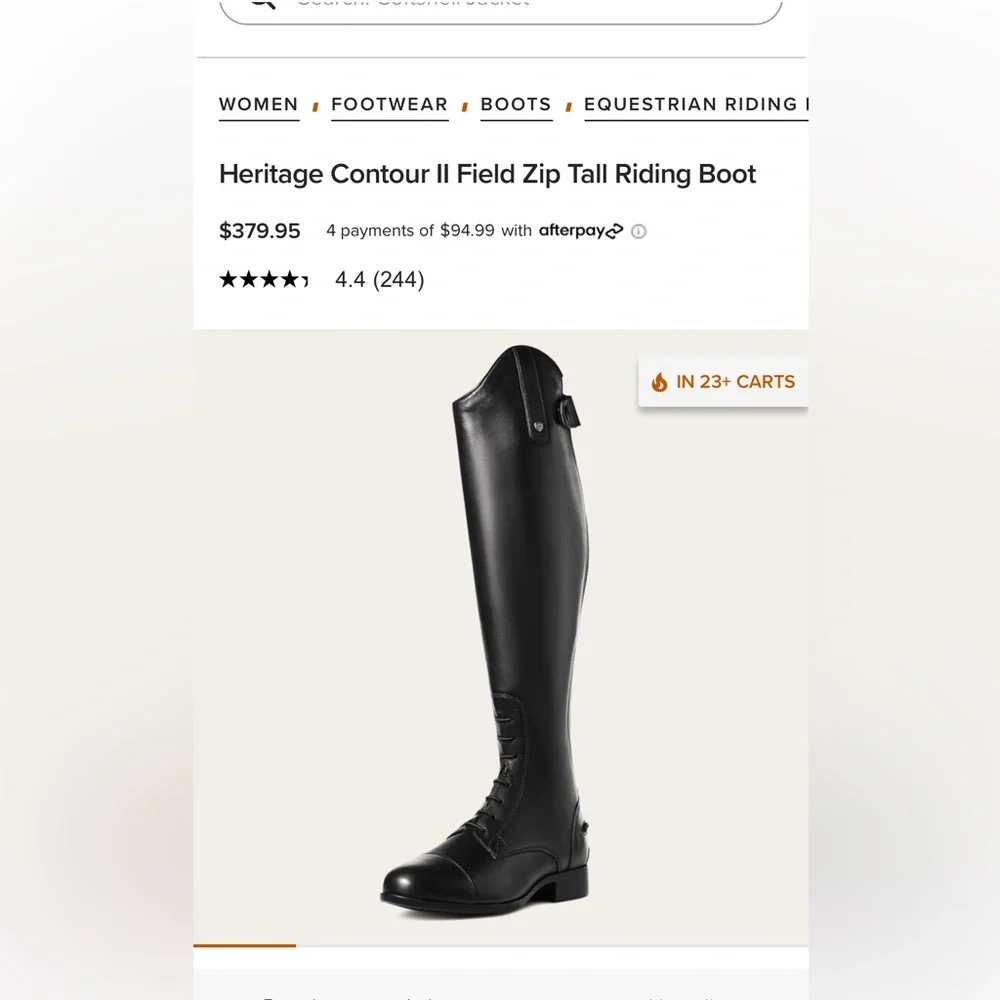 Ariat women’s Black Leather Heritage Field Boots - Contour Full Zip. NWT. - Picture 6 of 6